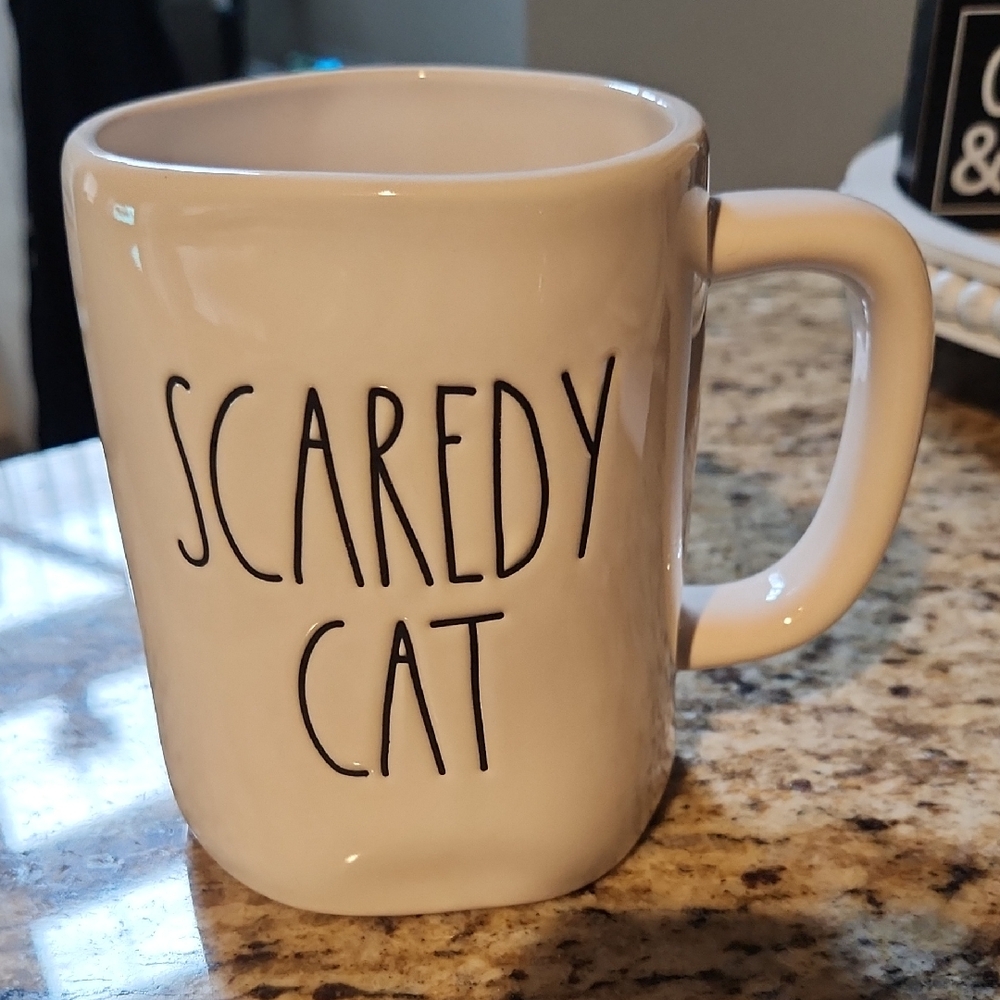 Rae Dunn Scaredy Cat White Mug